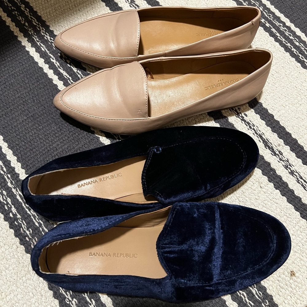 Banana Republic Tan and Blue Flats for Effortless Style